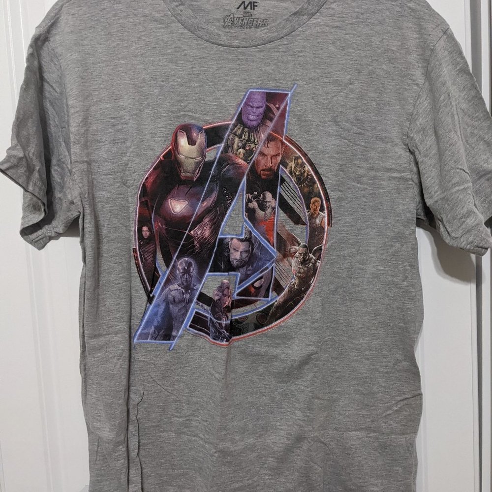 Grey Marvel Avengers Infinity War Endgame Avengers Assemble Logo T-Shirt Medium